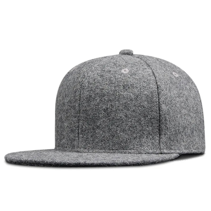 Dad Winter Felt Hip Hop Caps Flat Peak Felt Snapback Cap Big Bone Man