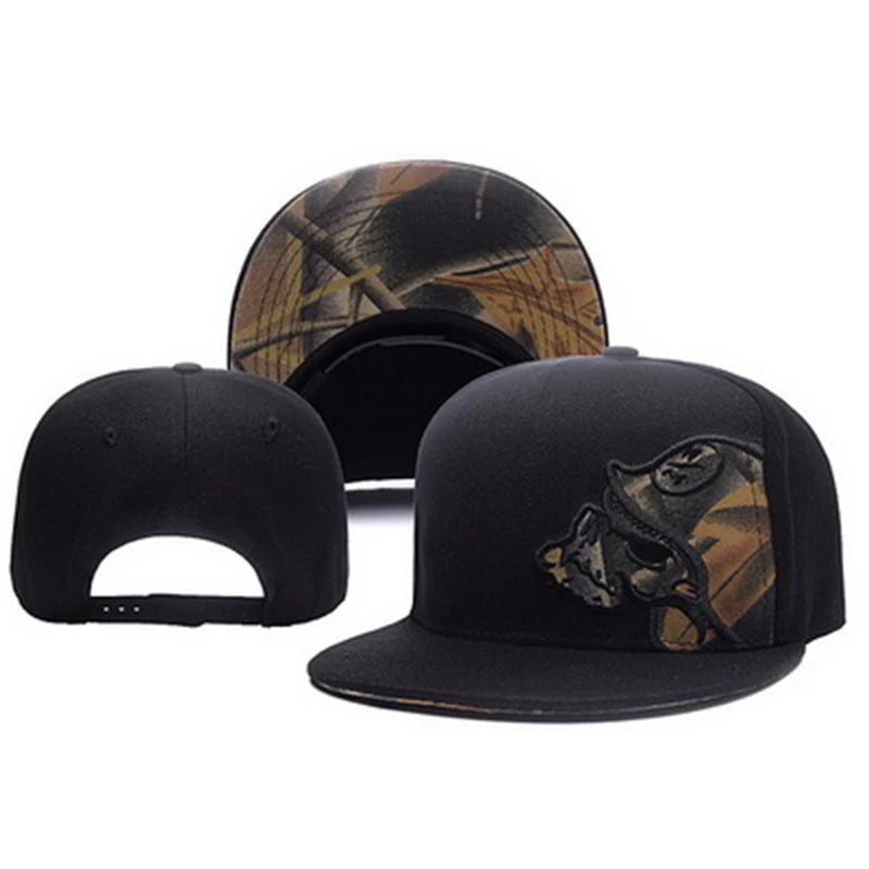 Unisex Skeleton Embroidery Snapback Caps For Women Men