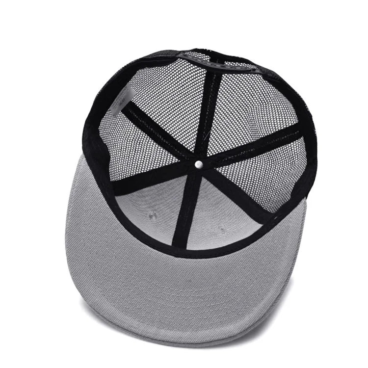 Adult Solid Color Flat Brim Mesh Snapback Cap Men Woman Hip Hop Plain Baseball Hat 55-60cm