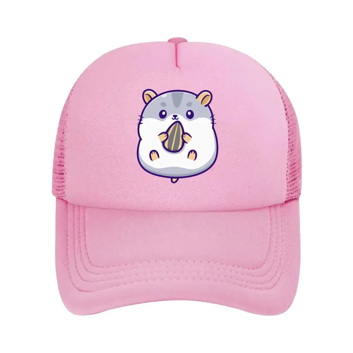 Cute Hamster Holding Sunflower Seed Cartoon Mesh Baseball Cap