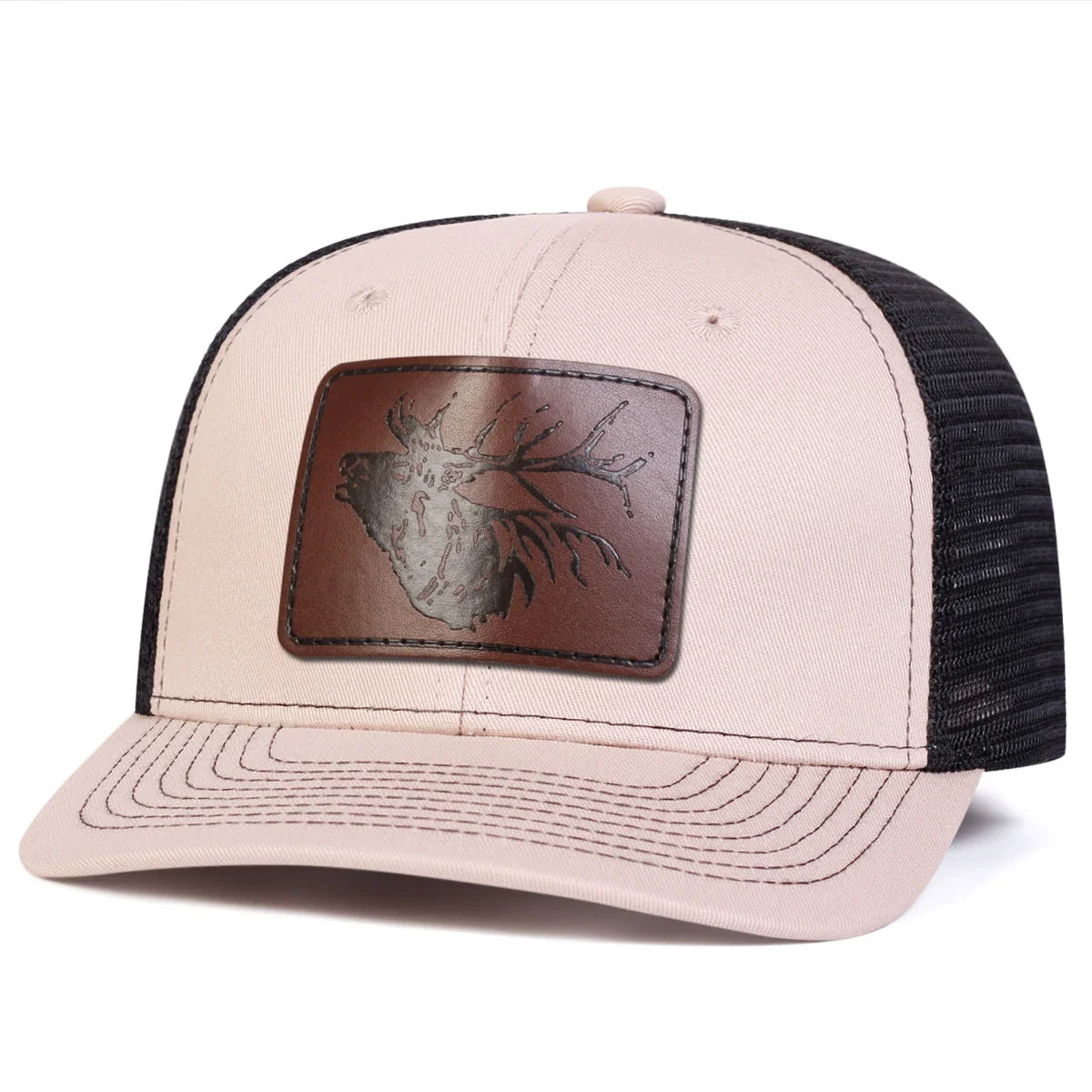 Unisex Deer Head Leather Label Baseball Net Caps