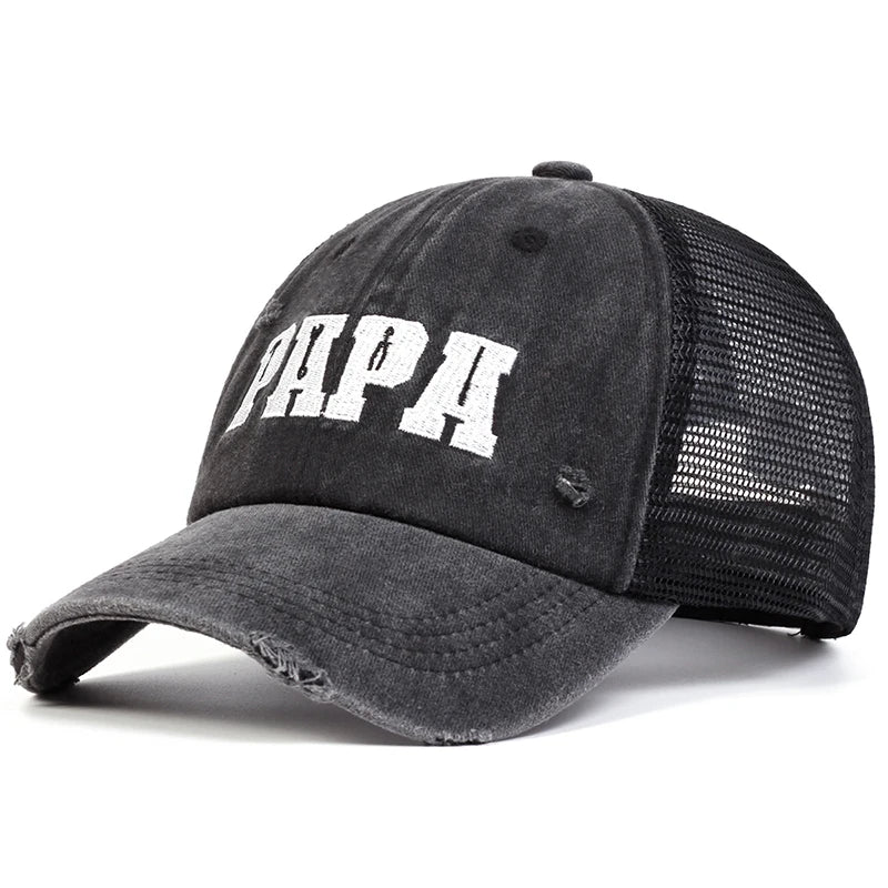 Unisex PAPA Letter Embroidery Baseball Net Caps Sunscreen Hat Sports Cap