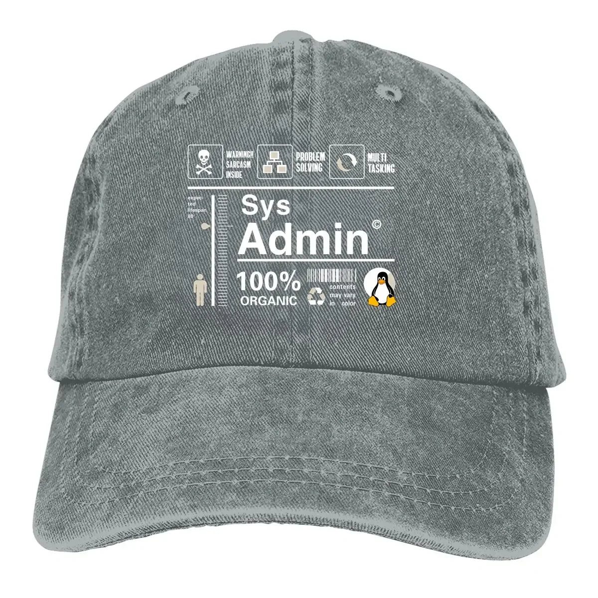 Linux Kit Infographic Sys Admin Penguin Baseball Cap Men Hats Women