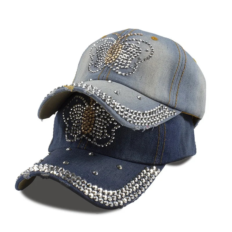 Vintage Denim Baseball Cap With For Women