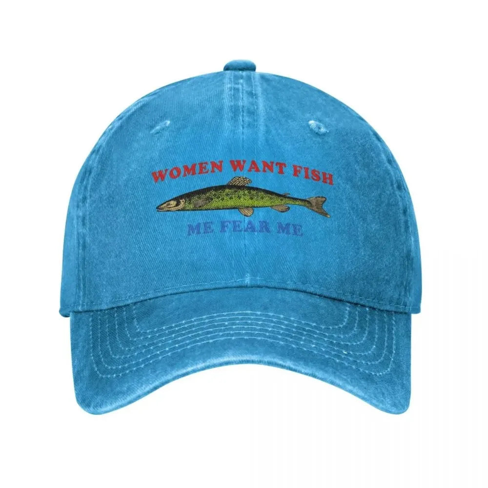 Women Want Fish Me Fear Me Baseball Cap