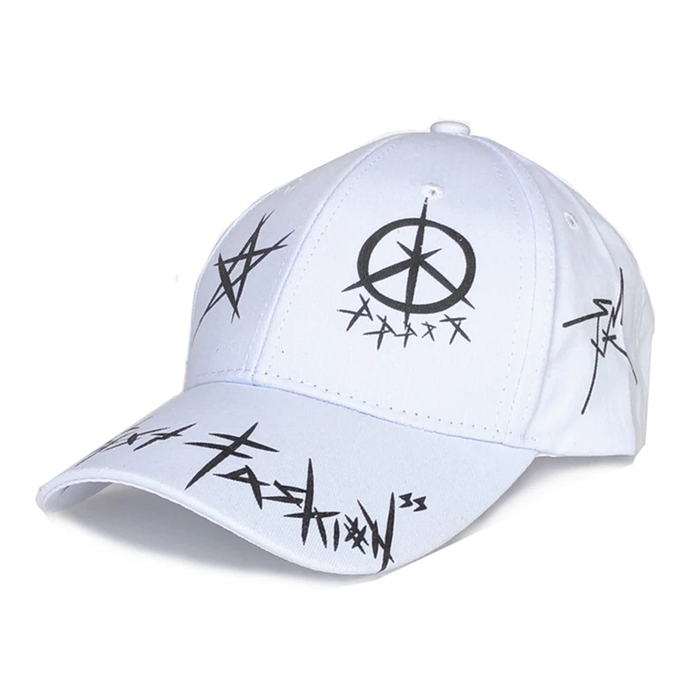 Unisex Baseball Cap Custom Graffiti Black White Patchwork Hip Hop Snapback Hat