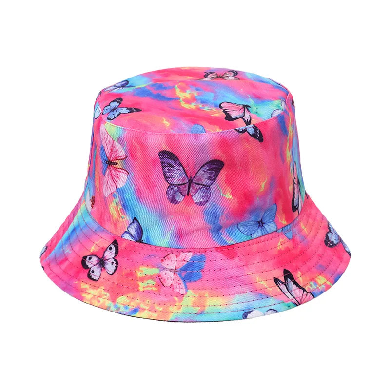 Bucket Hat Women Men Unisex Butterfly Pattern Sun Hats