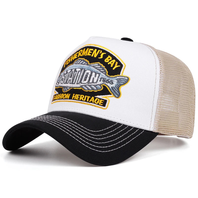 2025 New STATION Fishbone Embroidery Men's Baseball Hat
