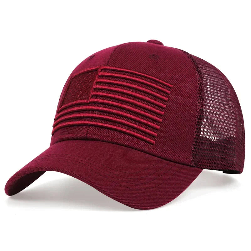 Fashion American Flag Embroidery Baseball Net Caps