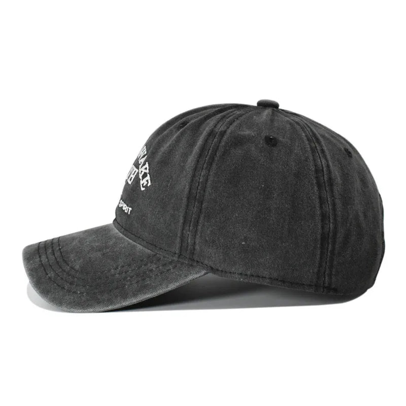 Unisex Washed Cotton Caps Letter Embroidery Vintage Baseball Cap
