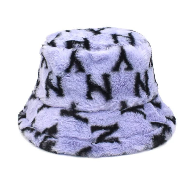 Winter Bucket Hat Women's Fashion Leopard Panama Warm Hat For Women