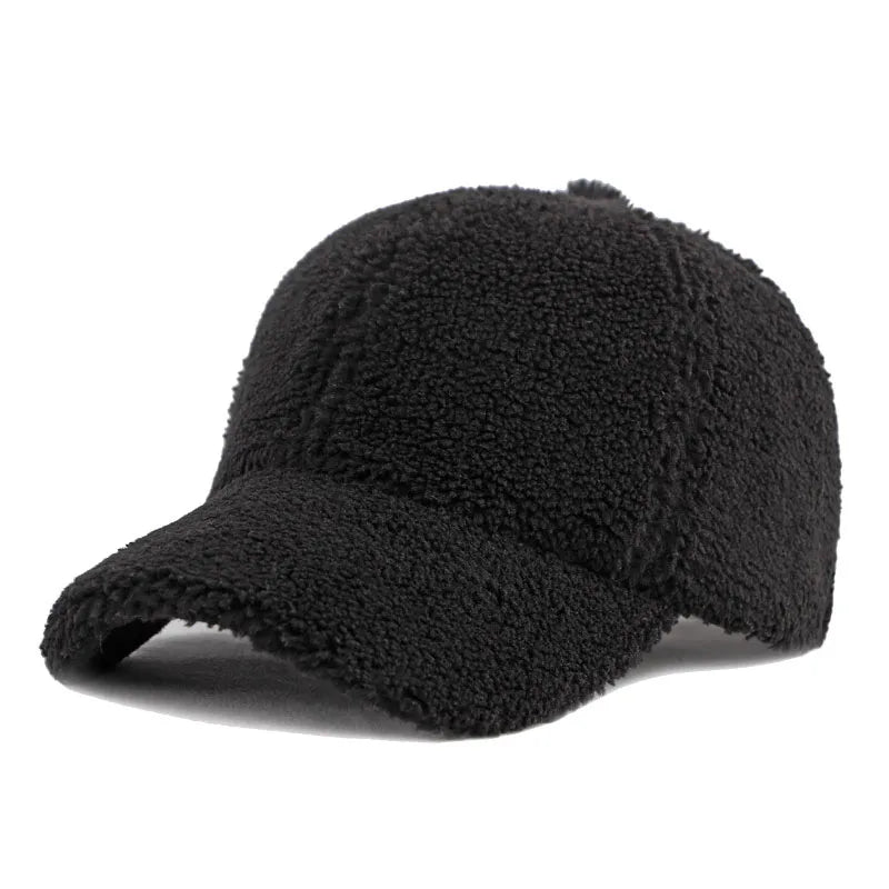 Autumn Winter Baseball Cap Women Artificial Lamb Wool Hats