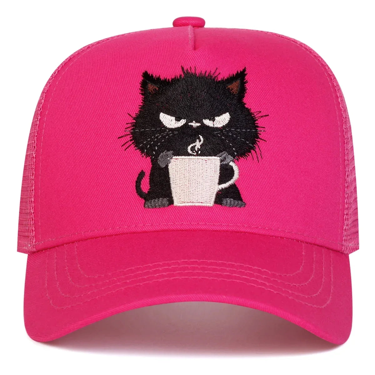 Unisex Black Cat Embroidery Baseball Caps