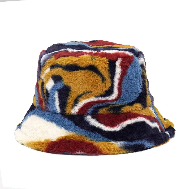 Winter Bucket Hat Women's Fashion Leopard Panama Warm Hat For Women