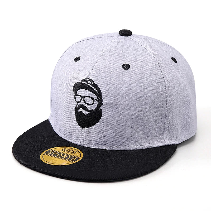 Bearded Uncle Baseball Cap, Unisex Fashionable Flat-Brim Hip-Hop Cap Snapback Caps
