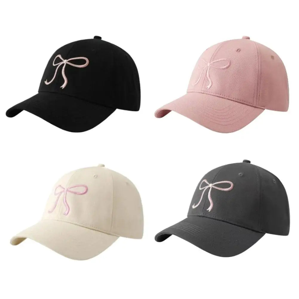 Bow Baseball Cap Embroidered Sweet Cute Soft