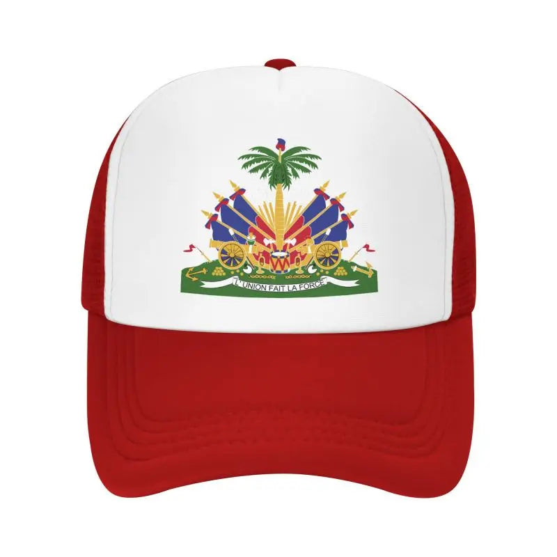 Haitian Flag Printed Mesh Baseball Cap