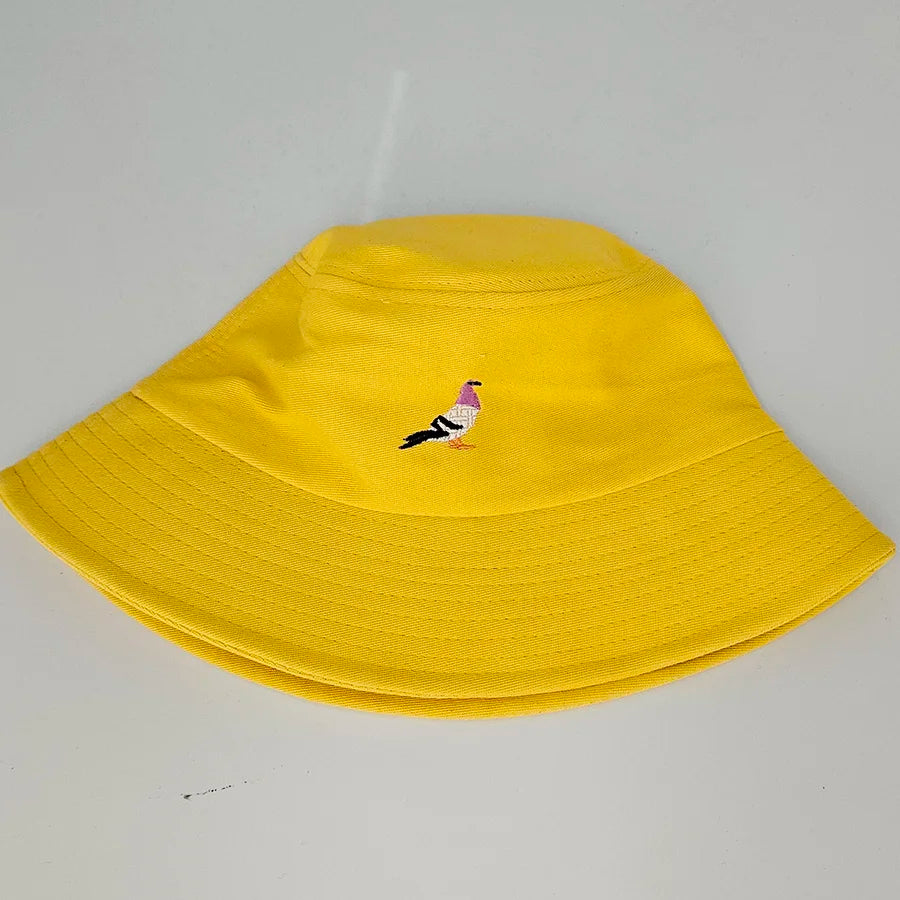 Embroidered Pigeon Cotton Bucket Hats Women Men