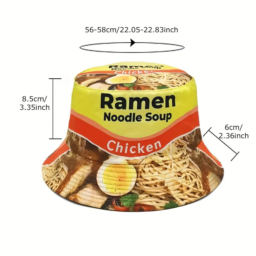 New Lamian Noodles Soup Printed Fisherman's Hat Bucket Hat