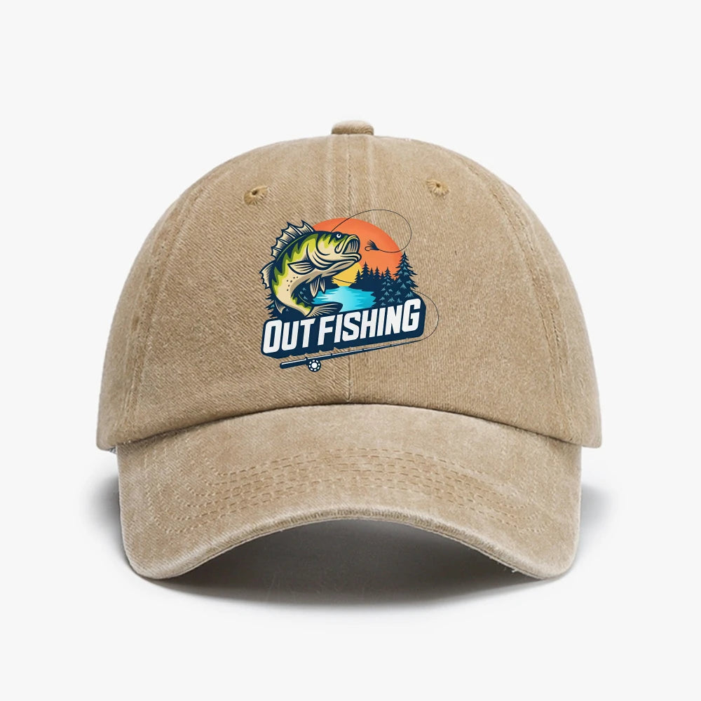 Out Fishing Washed Cotton Baseball Cap