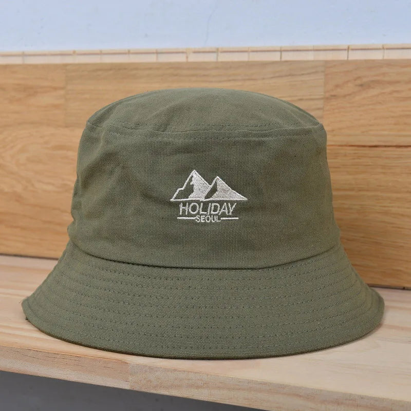 Embroidery Cotton Bucket Hat For Men Women Outdoor Travel