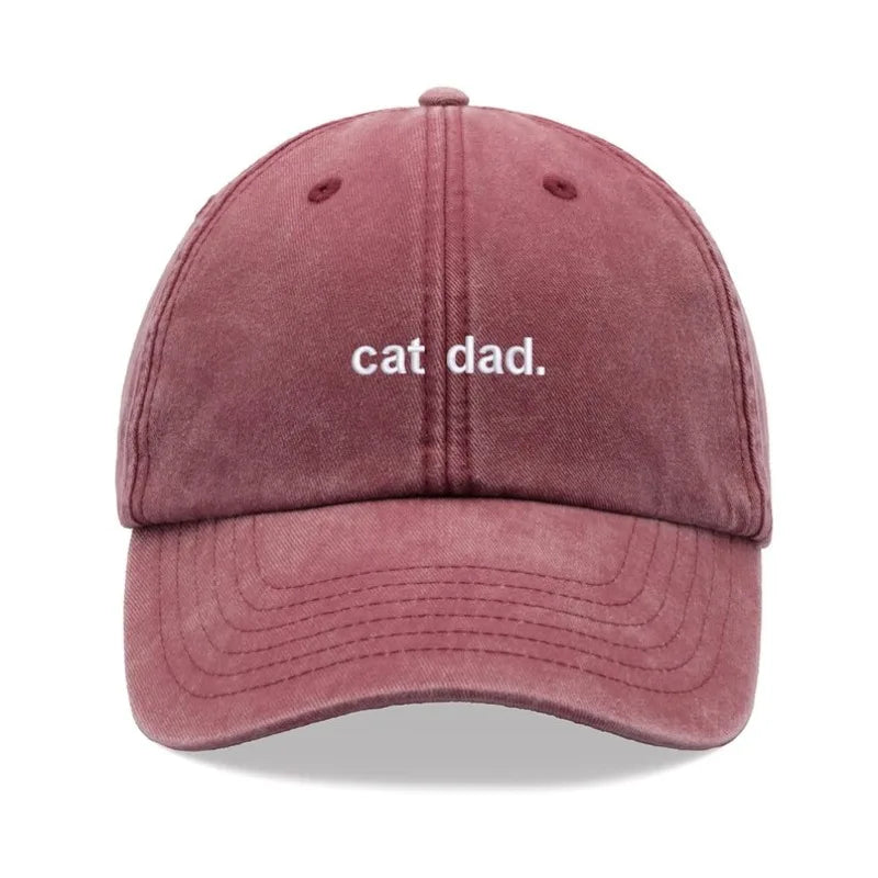 Cat Dad Retro Washed Baseball Cap