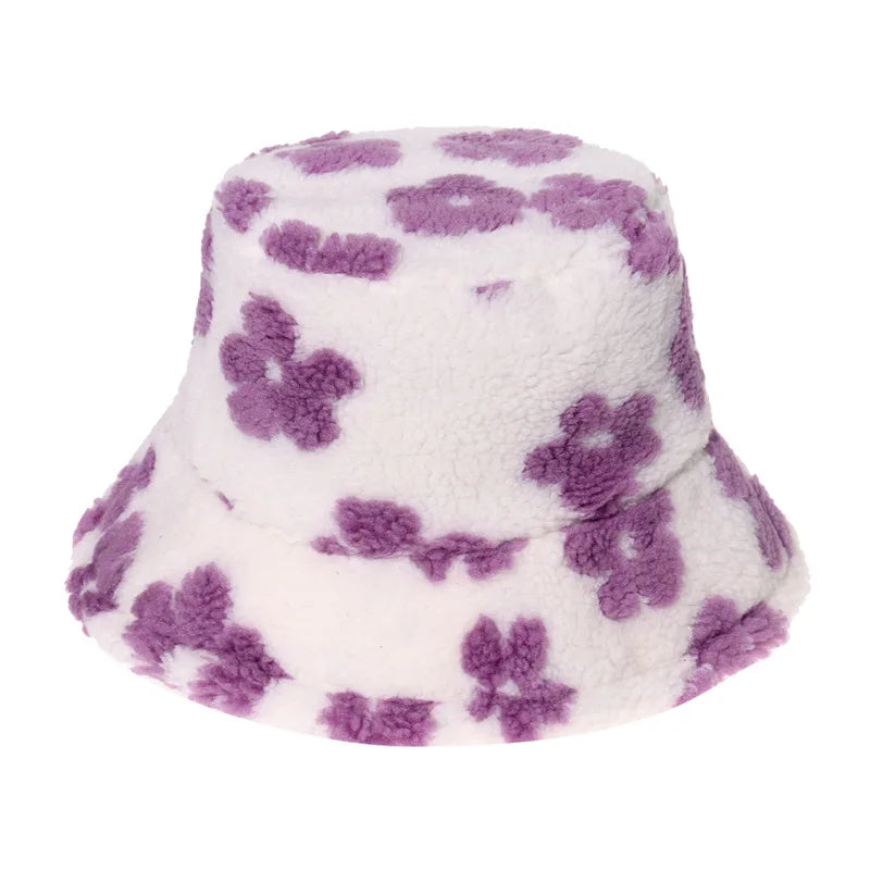 Winter Bucket Hat Women's Fashion Leopard Panama Warm Hat For Women