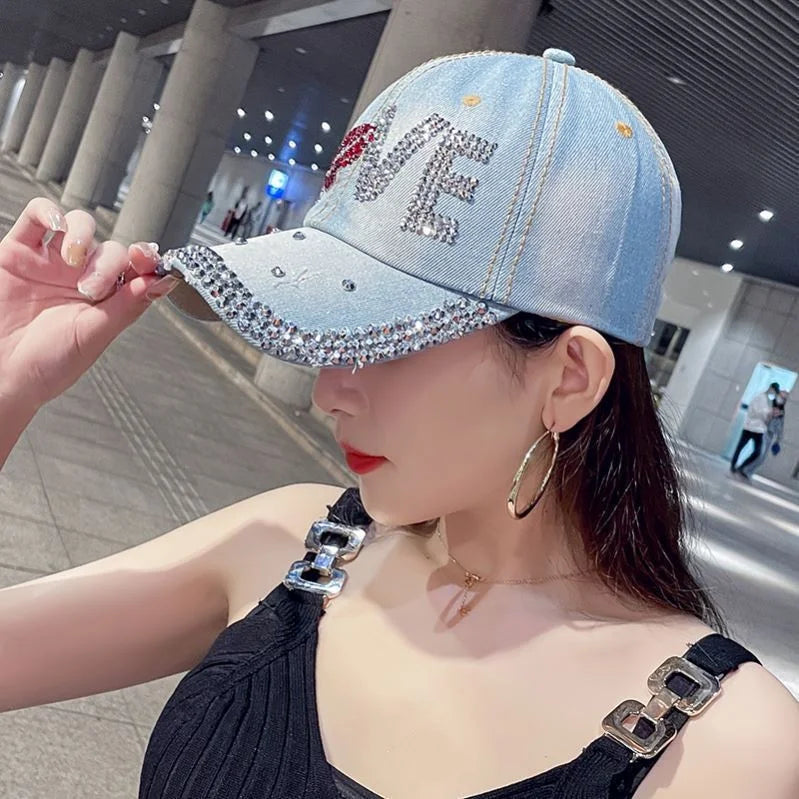 Vintage Denim Baseball Cap With For Women