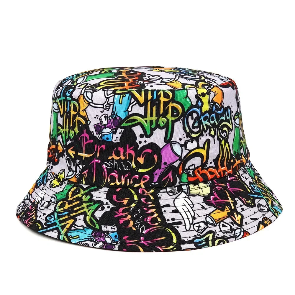 Cartoon Panama Bucket Hats Animal Letter Print Fisherman Hat Summer Sun Hats For Women Men