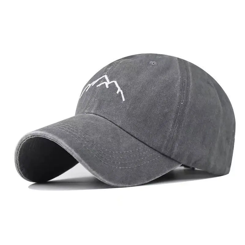 Unisex Washed Cotton Cap Mountain Embroidery Vintage Baseball Cap