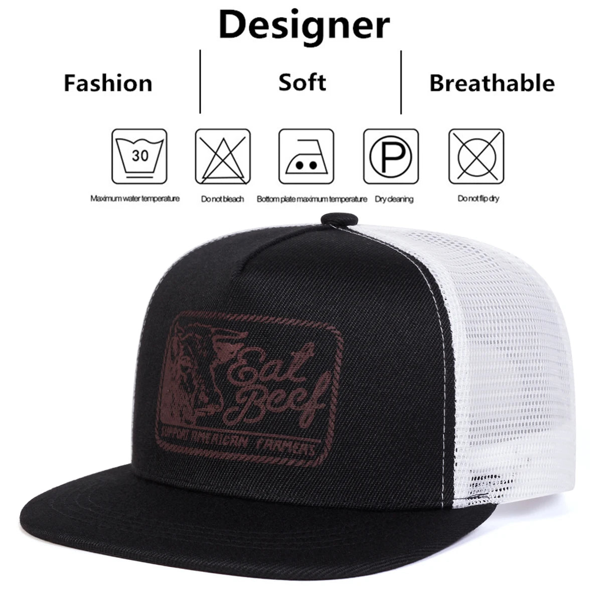Unisex EAT BEEF Letter Embroidery Hip-hop Hat Snapback Cap