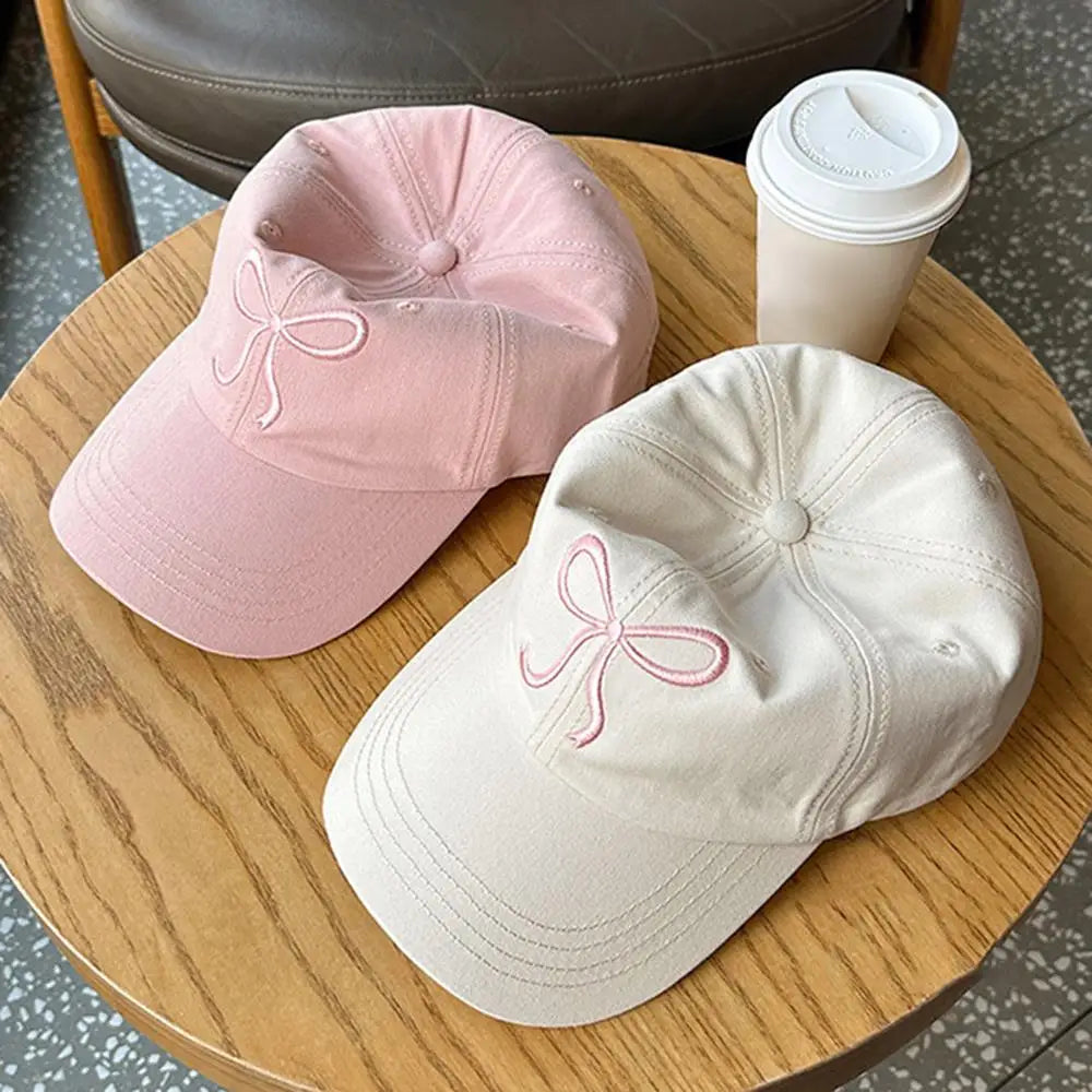 Solid Color Sweet Bowknot Embroidery Baseball Hat