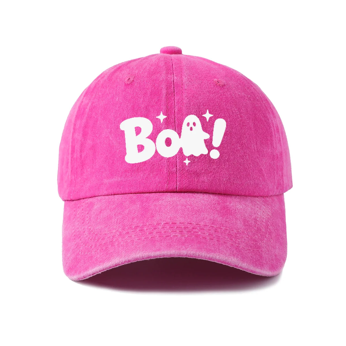 Vintage Washed Boo Ghost Quote Graphic Baseball Cap