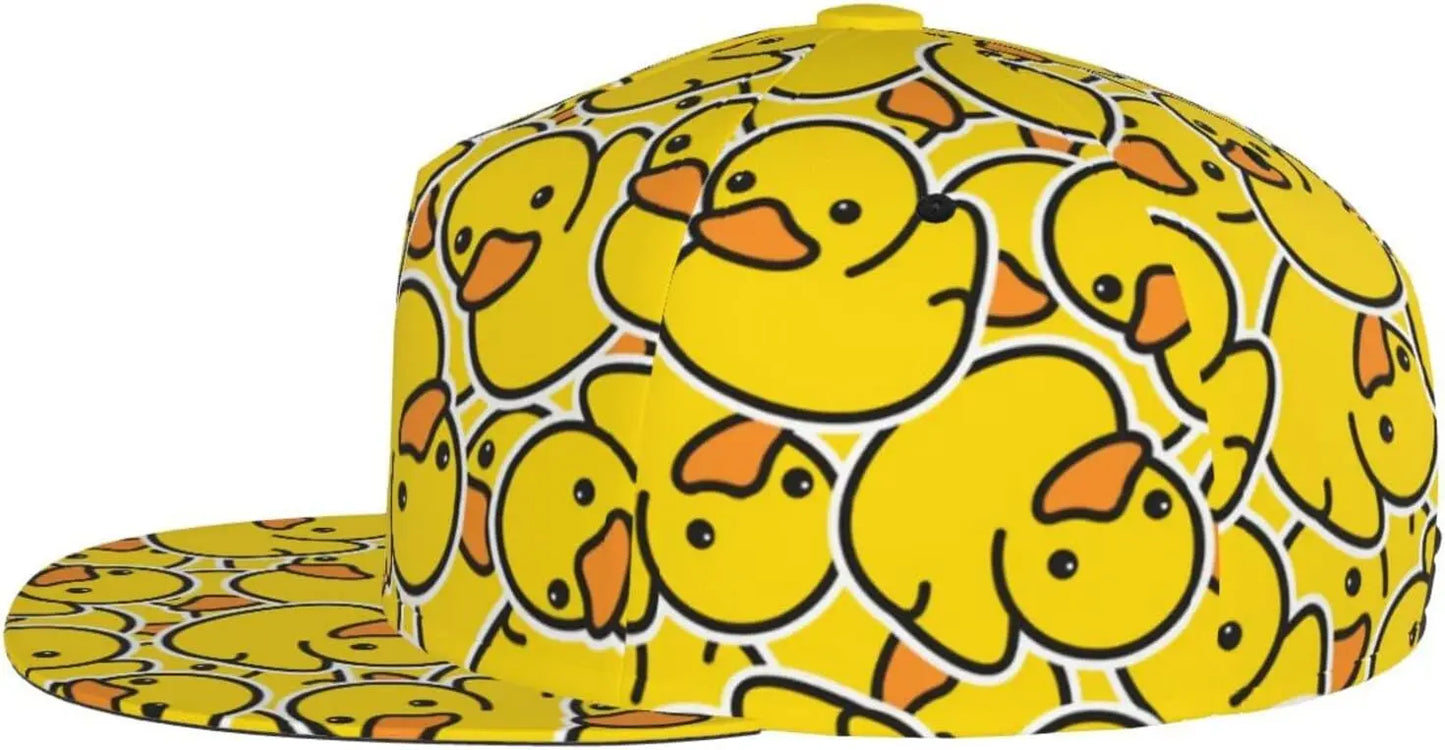 Cute Duck Print Baseball Cap Adjustable Unisex Cute Duck Snapback Cap