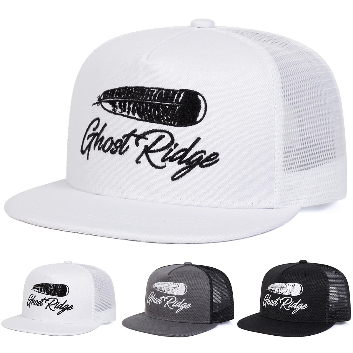Unisex GHOST RIDGE Letter Embroidery Hip-hop Net Hats Snapback Caps