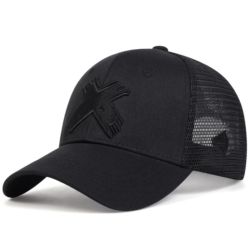 Unisex X Letter Embroidery Baseball Net Caps