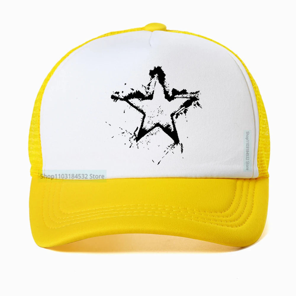 Summer Men Creative Pentagram Printed Mesh Baseball Cap