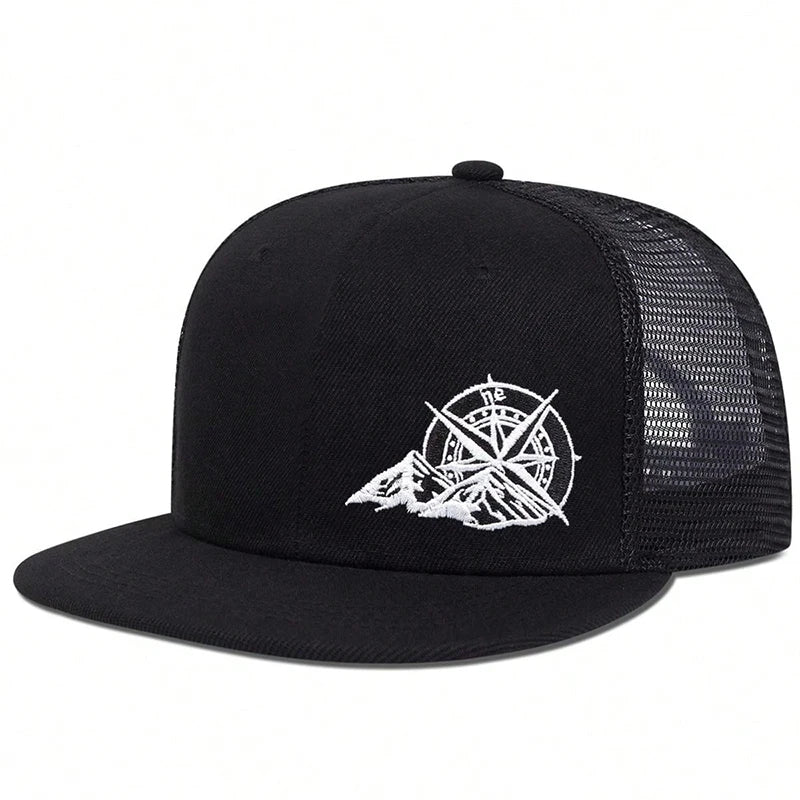 Unisex Compass Mountain Embroidery Hip-hop Hats Snapback Cap Baseball Caps Sunscreen Hat