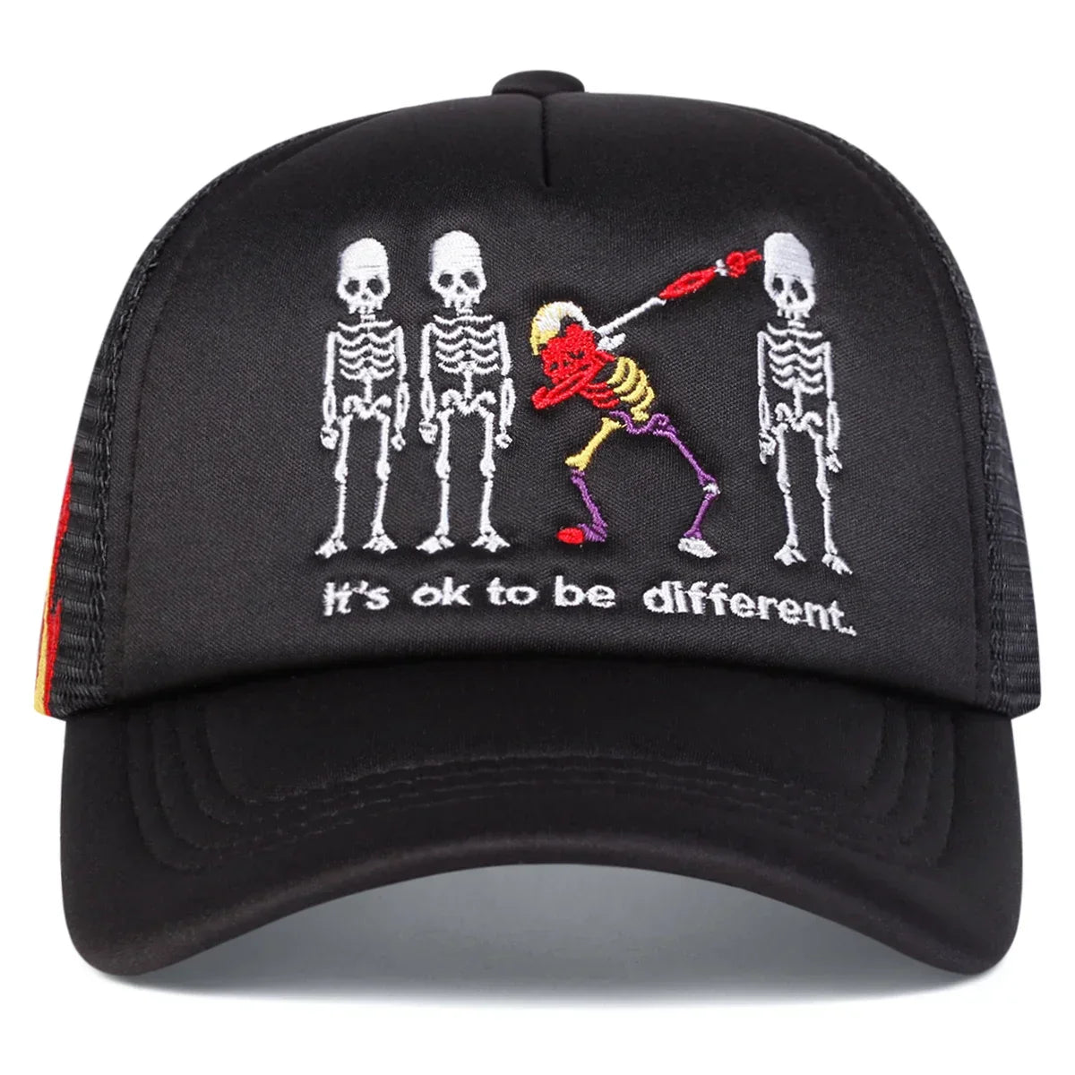 Unisex Skeleton Embroidery Baseball Net Caps