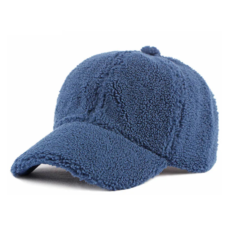 Autumn Winter Baseball Cap Women Artificial Lamb Wool Hats