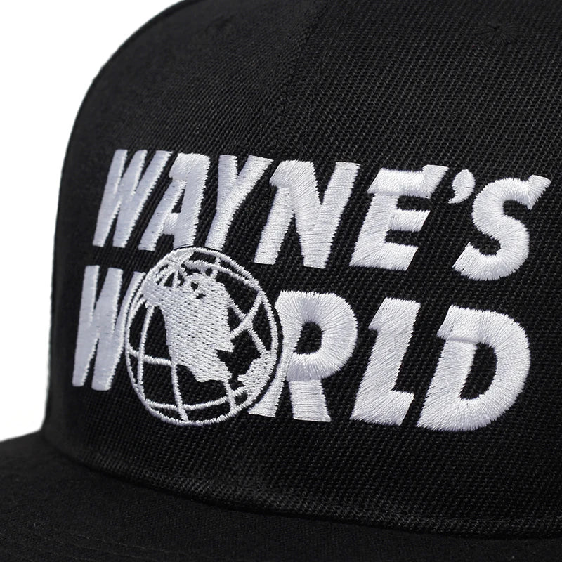 WAYNE'S WORLD Black Baseball Cap Fashion Style Embroidery Snapback Hat Men Women