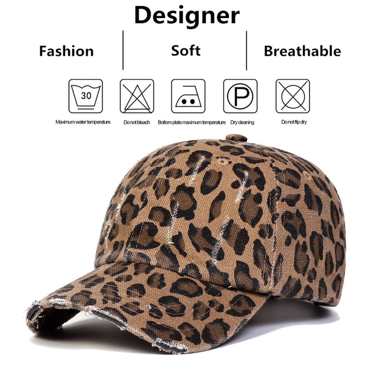 Unisex Leopard Print with Holes Baseball Caps Sunscreen Hat Sports Cap