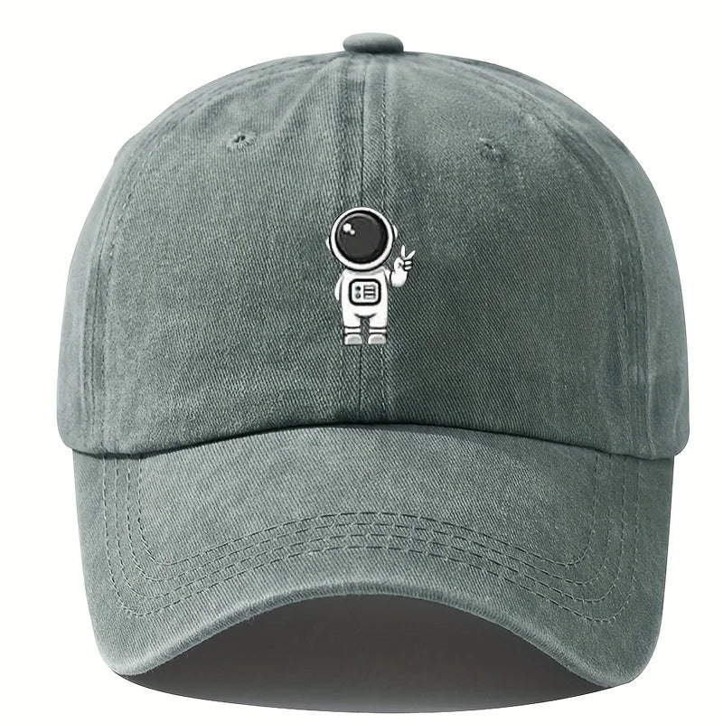 Printed Astronaut Retro Baseball Cap Unisex Adjustable Duckbill Cap