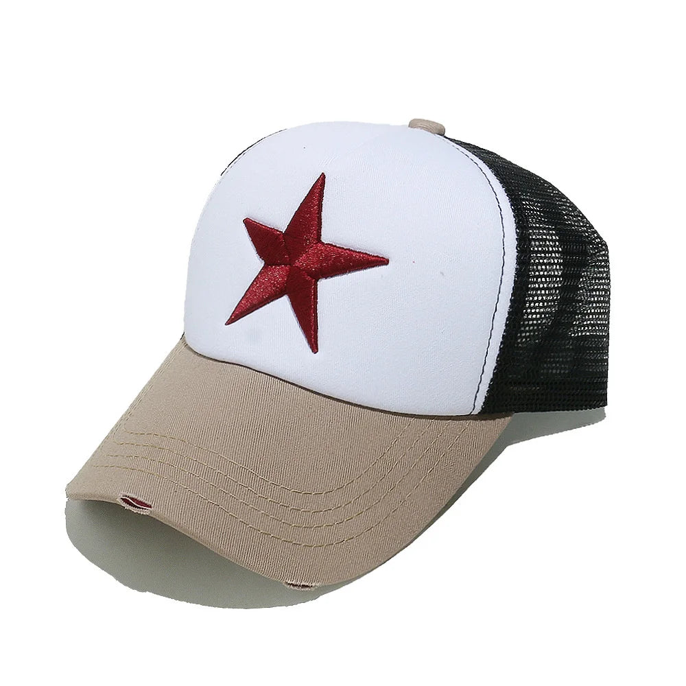 Streetwear 3D Star Embroidery Mesh Baseball Cap