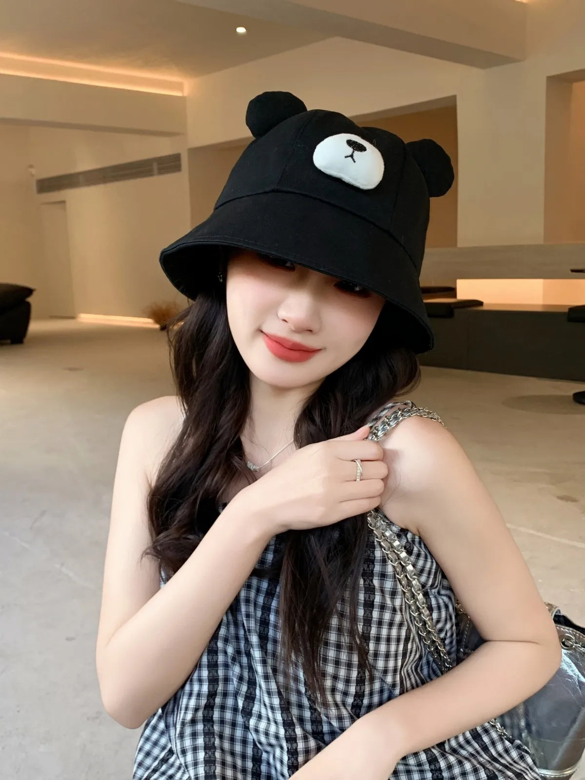 Spring Summer Bucket Hat For Women Men Cute Dog Ear Bear Nose Cartoon