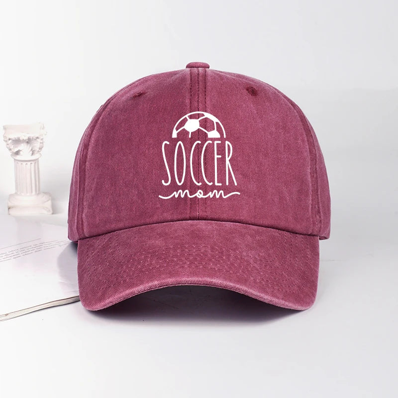Soccer Mom Print Washed Baseball Cap