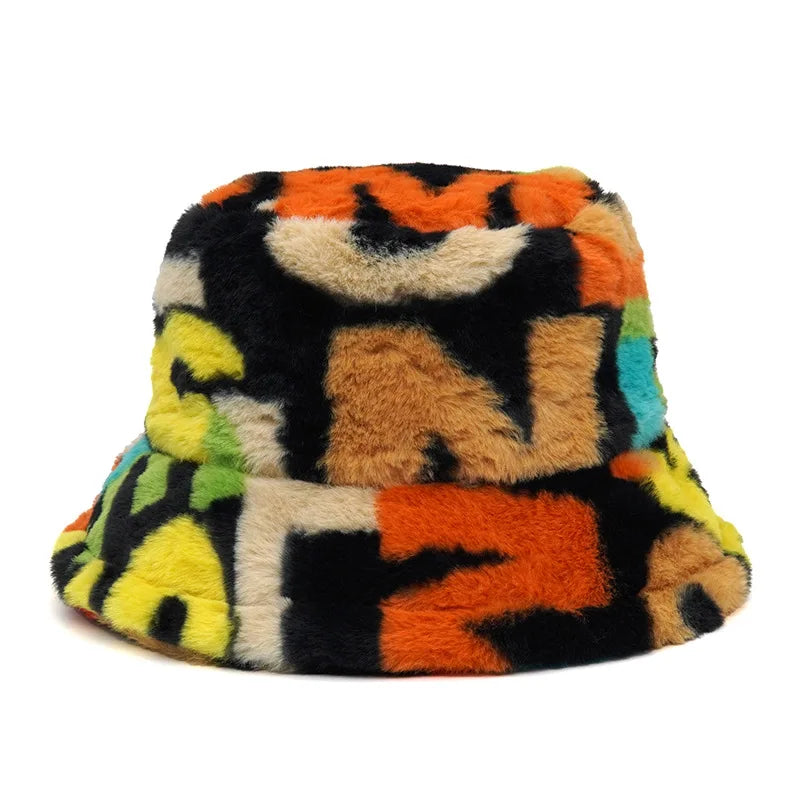 Winter Bucket Hat Women's Fashion Leopard Panama Warm Hat For Women