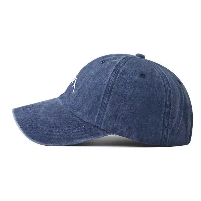Unisex Washed Cotton Cap Mountain Embroidery Vintage Baseball Cap