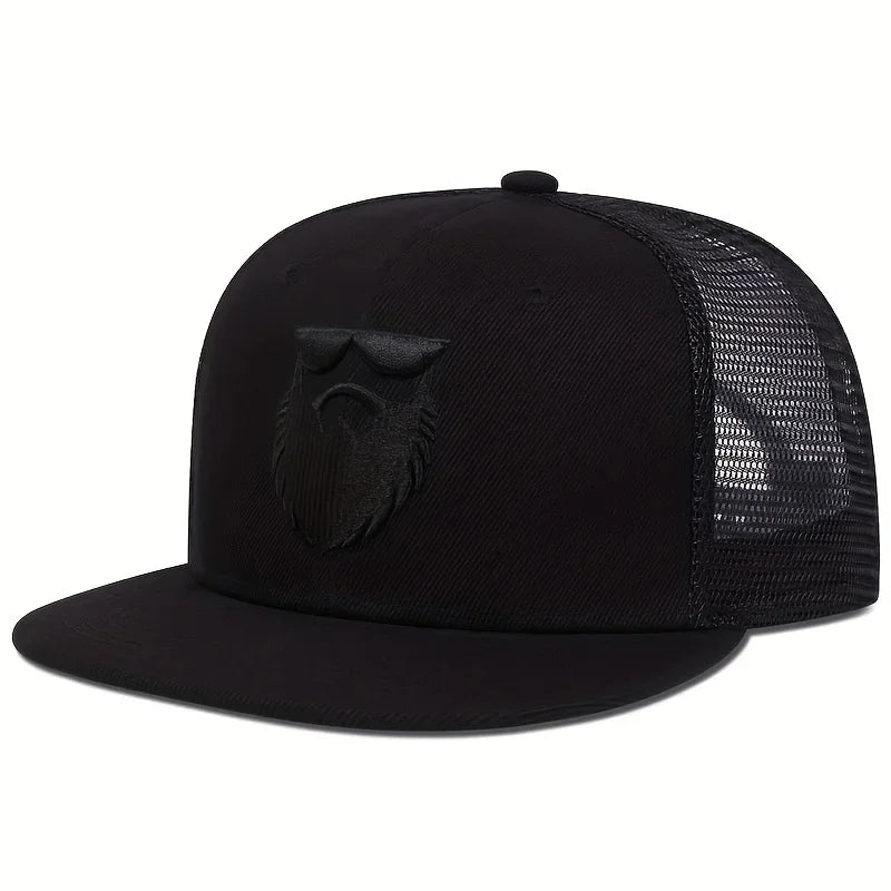 Unisex Uncle Beard Embroidery Hip-hop Net Hats
