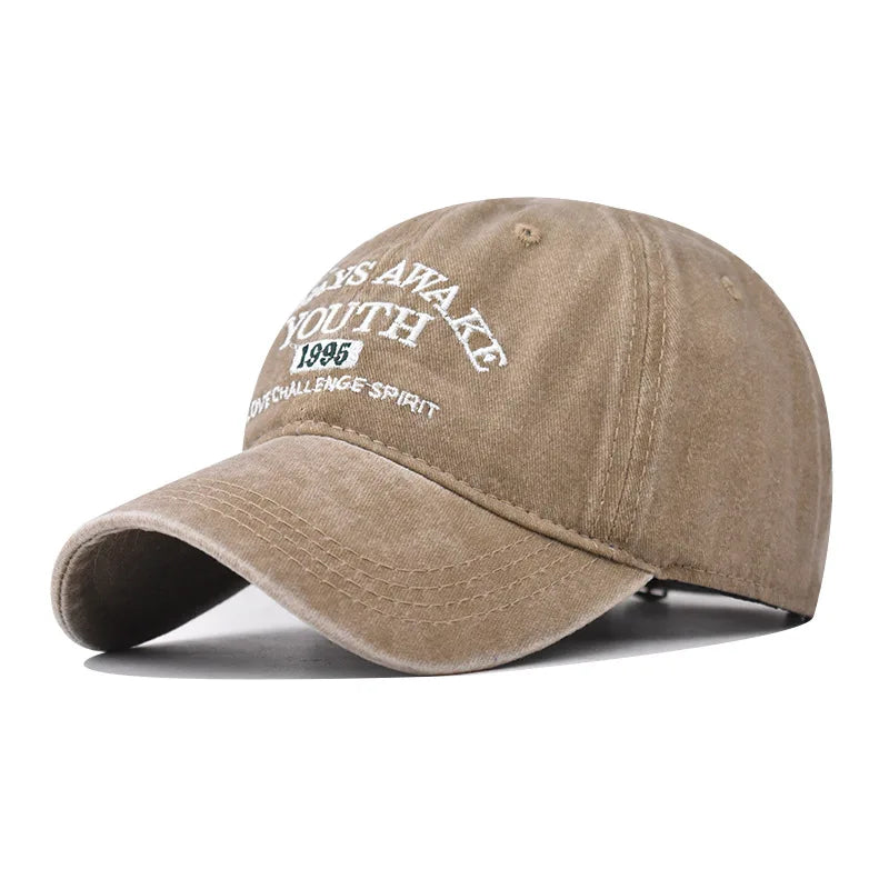Unisex Washed Cotton Caps Letter Embroidery Vintage Baseball Cap